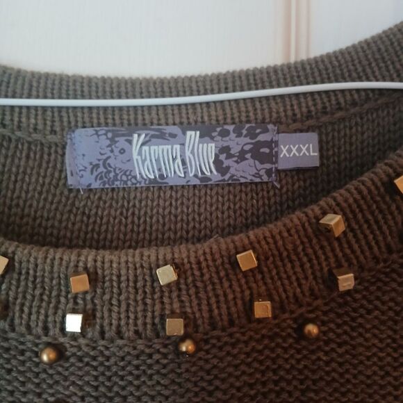 Karma Blue Women's Pull On Sweater Size 3XL Army Green - Picture 3 of 6